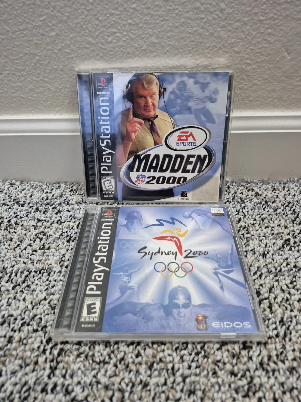 Sony PlayStation Blue and White Game Cases (Madden 2000 & Sydney 2000)